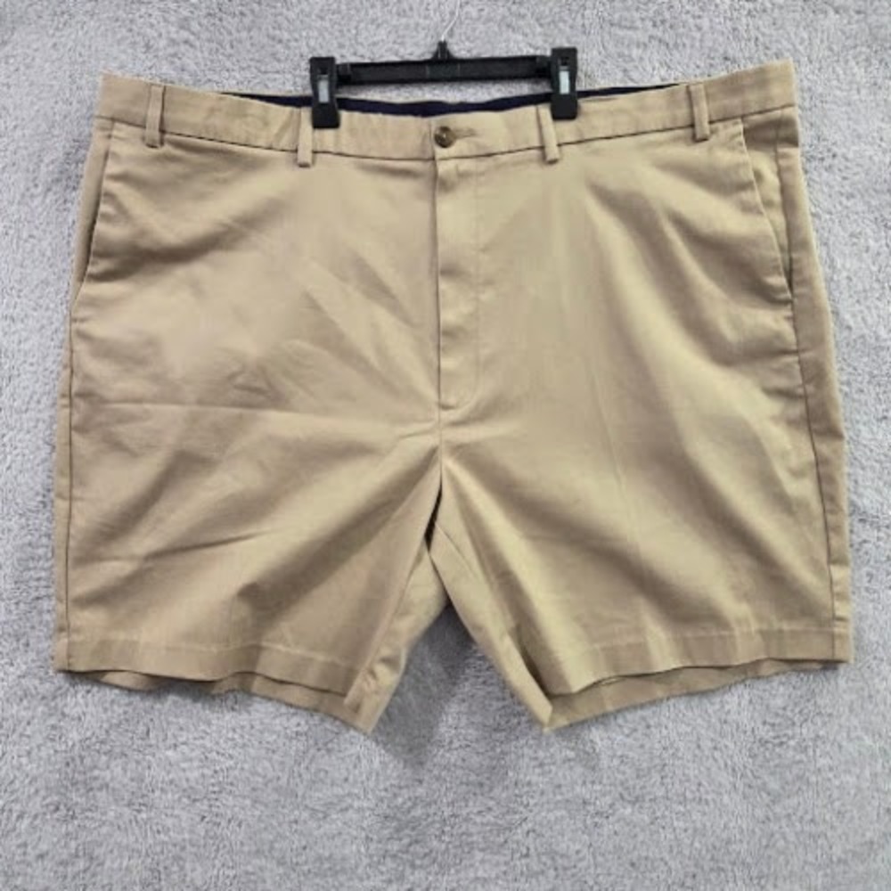 Roundtree & Yorke Total Flex Shorts Men's 52 Khaki Tan Chino Comfort Waist 8"